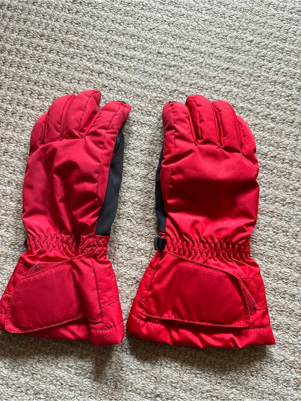 Lands' End Red Kids Gloves with Adjustable Wrist Straps
